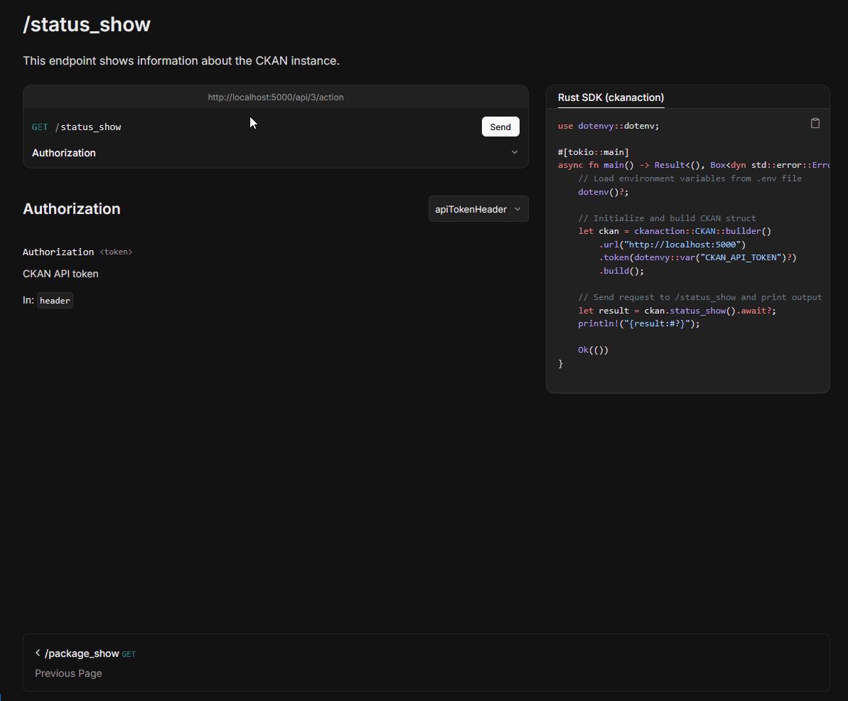 ckanaction web app demo